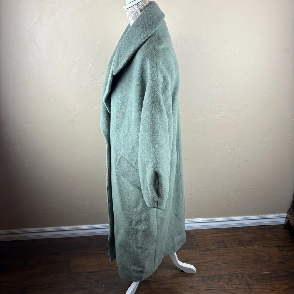 Zara Seafoam Green Wool Alpaca Winter Coat Long Oversized Women’s XS Italian